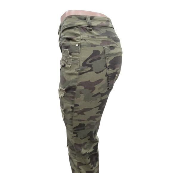 ZARA Women's Camouflage Jeans Size 4 Distressed Raw Hem Ankle - Picture 6 of 16